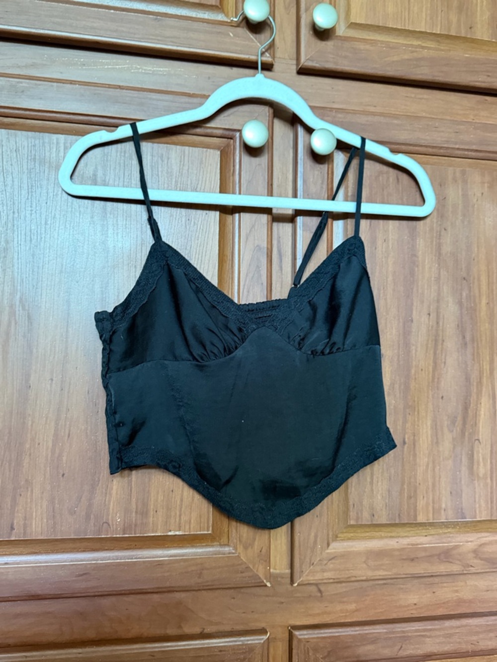 wild fable Black Lace Trim Cropped Cami Tank